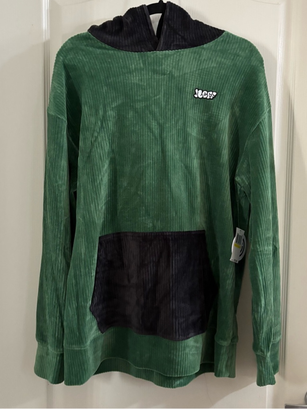 Neff Green Corduroy Pullover Hoodie with Black Pocket